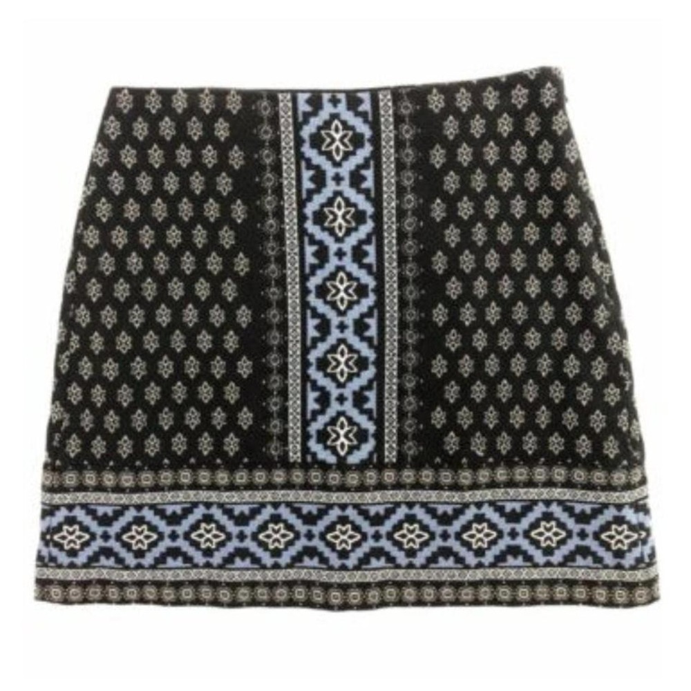 LOFT Scandinavian Style Embroidered Mini Pencil Skirt Blue‎ & Black Size 8 - Picture 3 of 7